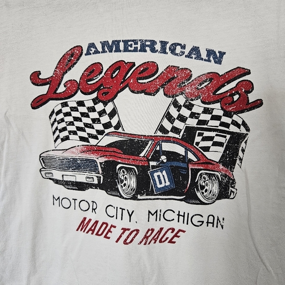 Modish Rebel NWOT Girls Youth Medium White Short Sleeve Racing Graphic Tee Car - Picture 3 of 4